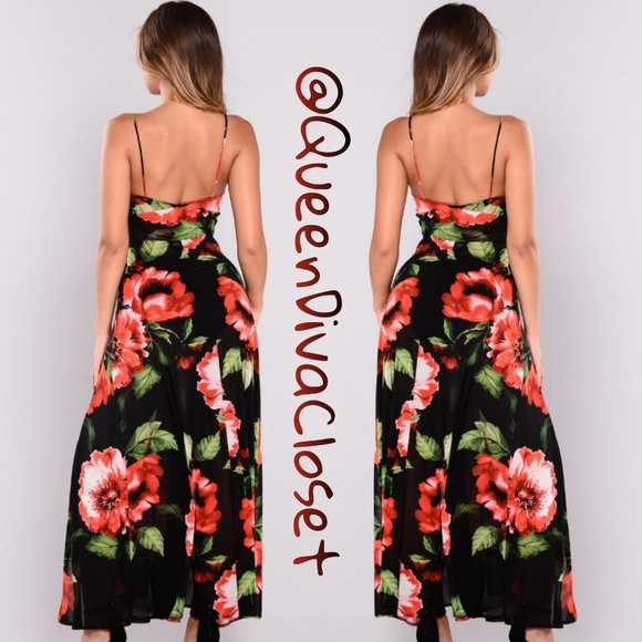 Sheer black red mesh Double slit M maxi dress L - Picture 2 of 3